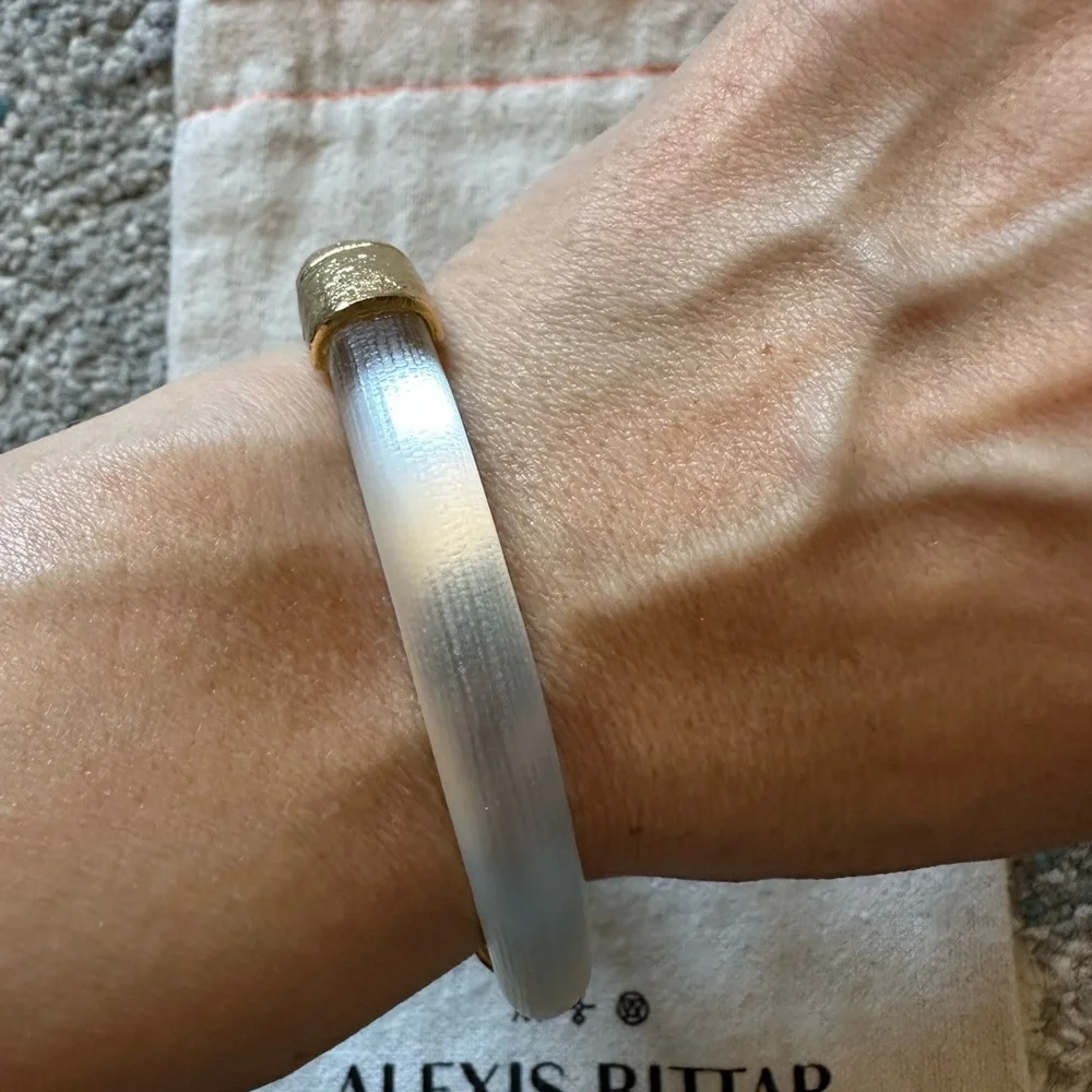 Alexis Bittar Lucite Silver Bangle - Picture 1 of 4
